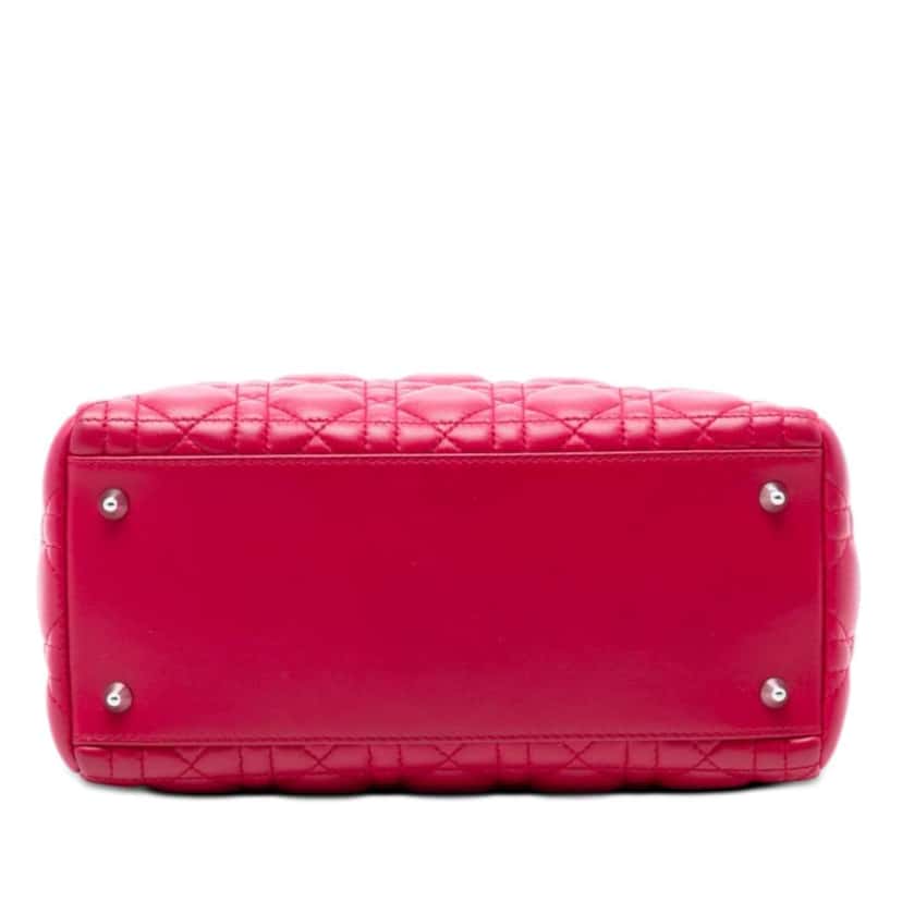 Dior Medium Lambskin Cannage Lady Dior Red Leather Very good condition - Inside View