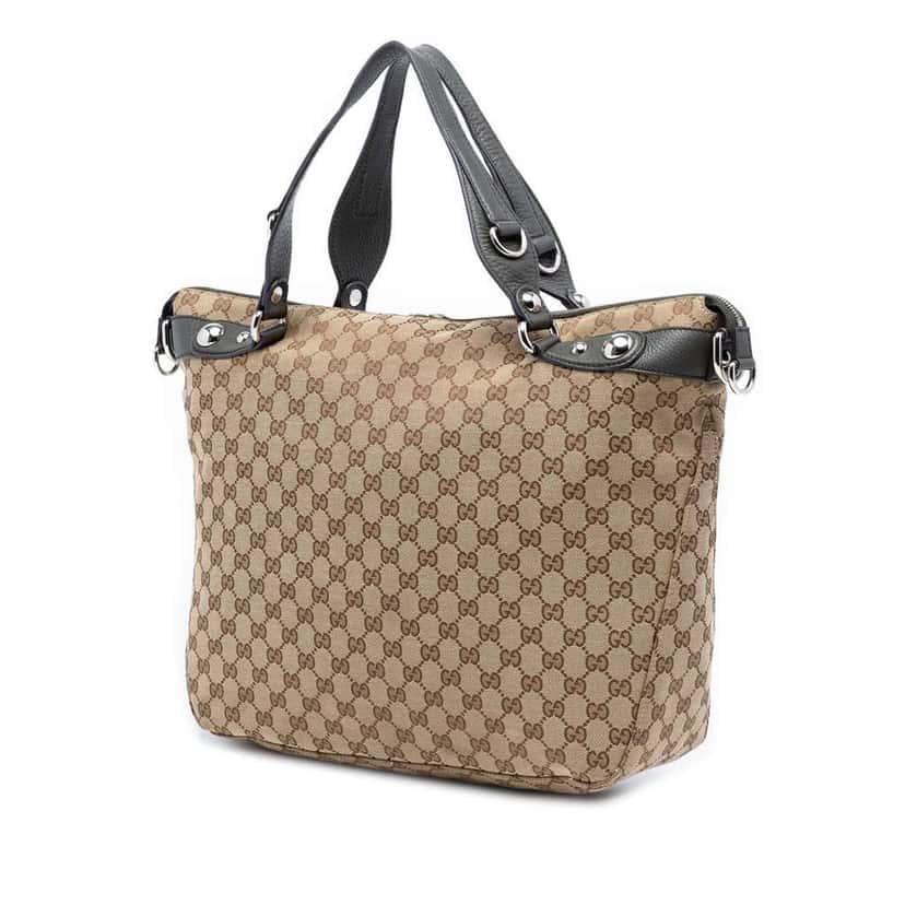 Gucci Large GG Canvas Icon Bit Satchel Beige Canvas Very good condition - Back View