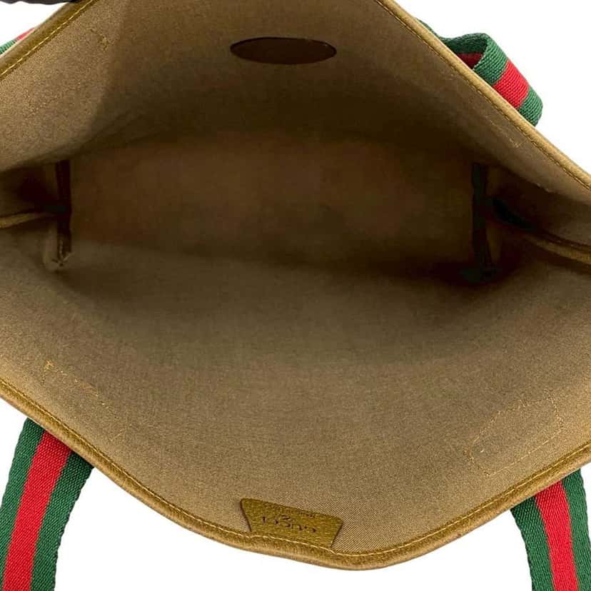 Gucci GG Supreme Plus Web Tote Beige Canvas Very good condition - Inside View
