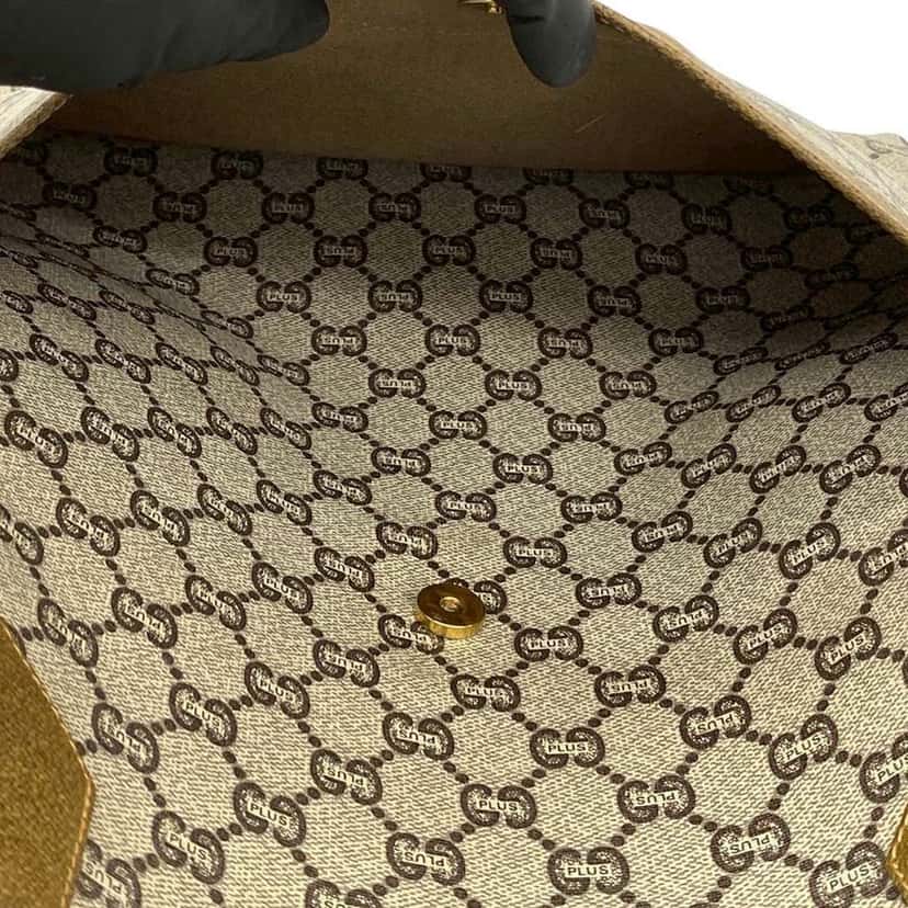 Gucci GG Supreme Plus Web Tote Beige Canvas Very good condition - Model View