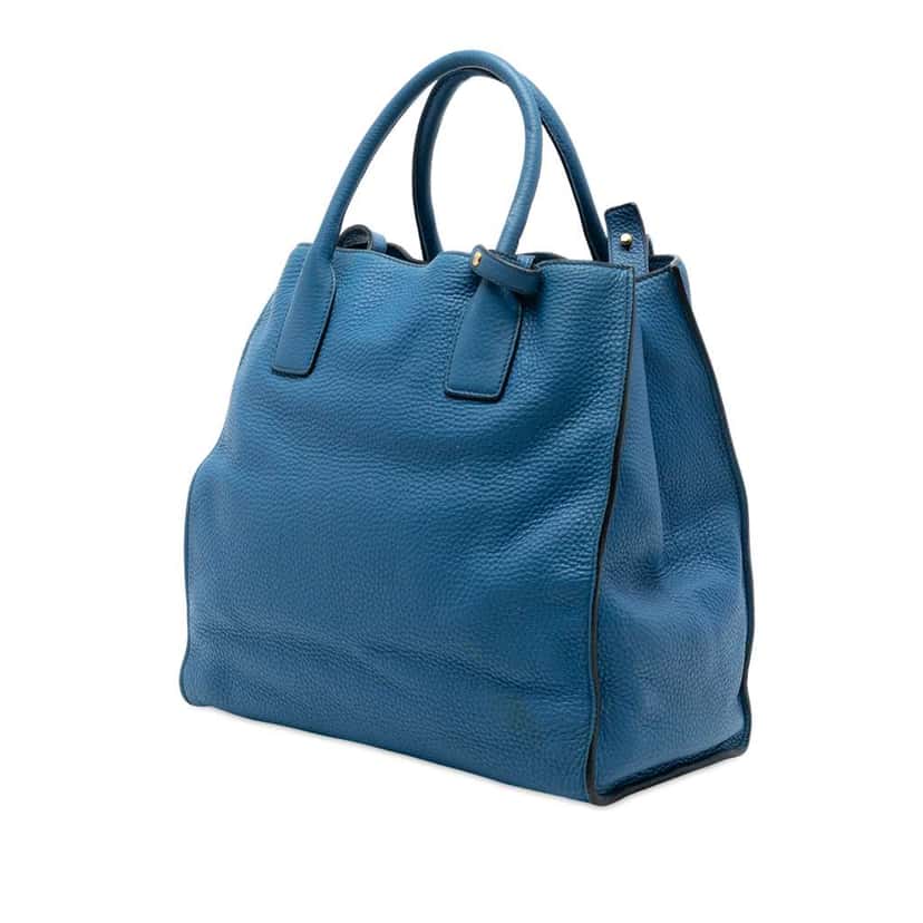 Prada Vitello Daino Open Convertible Tote Blue Leather Very good condition - Back View
