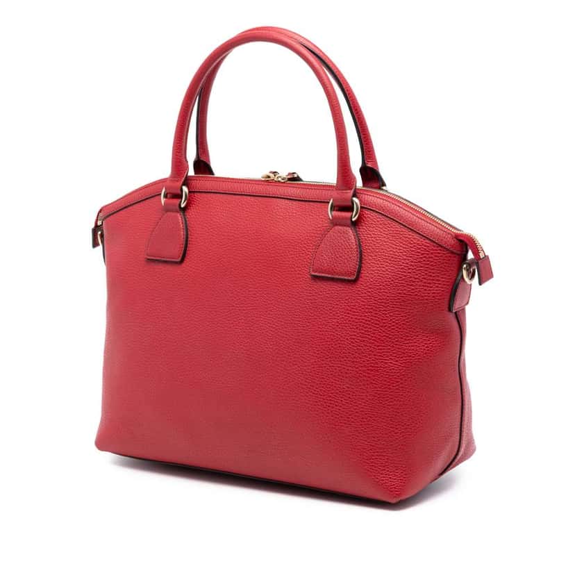 Gucci Large Dollar Calfskin GG Charm Dome Satchel Red Leather Very good condition - Back View