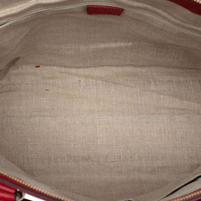 Gucci Large Dollar Calfskin GG Charm Dome Satchel Red Leather Very good condition - Model View