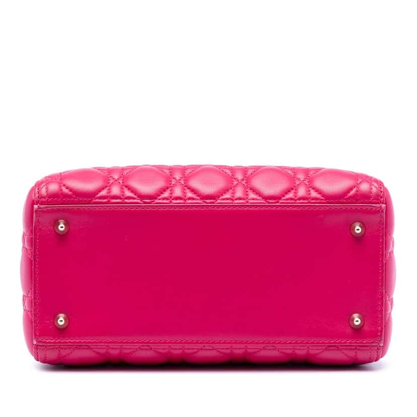 Dior Medium Lambskin Cannage Lady Dior Pink Leather Very good condition - Inside View