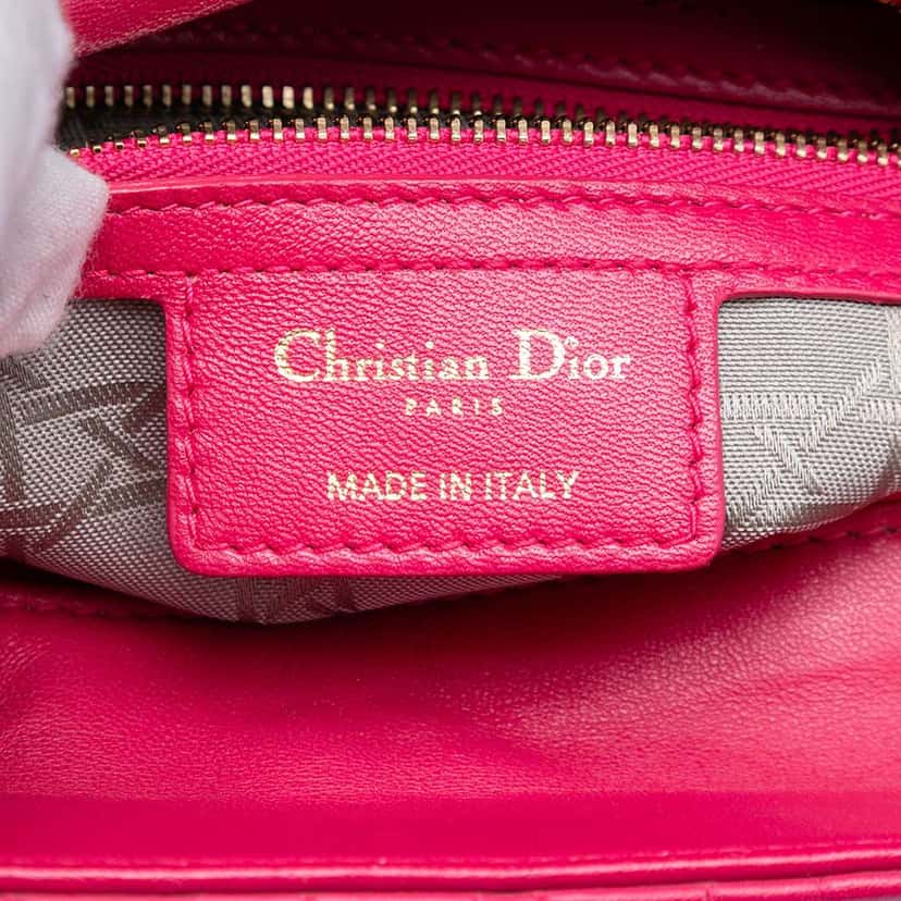 Dior Medium Lambskin Cannage Lady Dior Pink Leather Very good condition - Box View