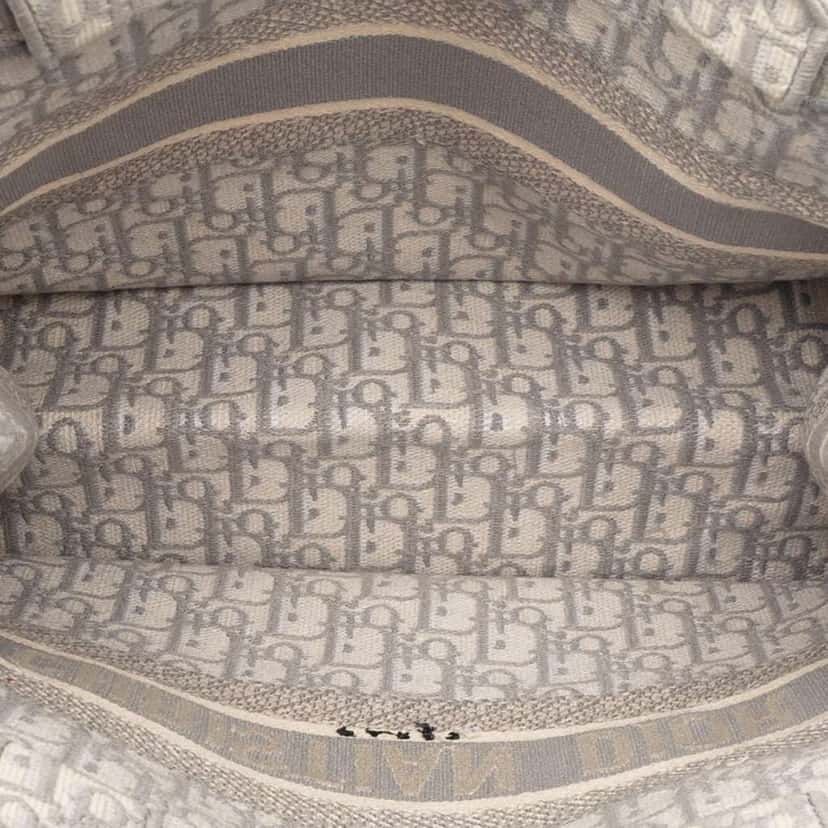 Dior Medium Oblique Embroidered Canvas Book Tote Grey Canvas Very good condition - Model View