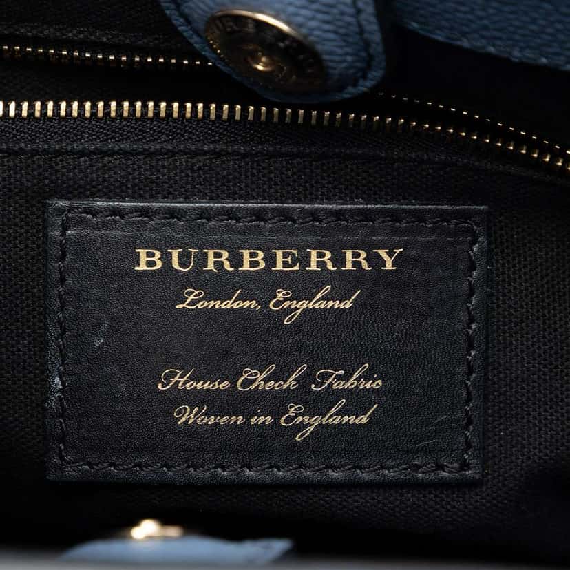 Burberry Small Leather and House Check Banner Satchel Blue Leather Very good condition - Box View