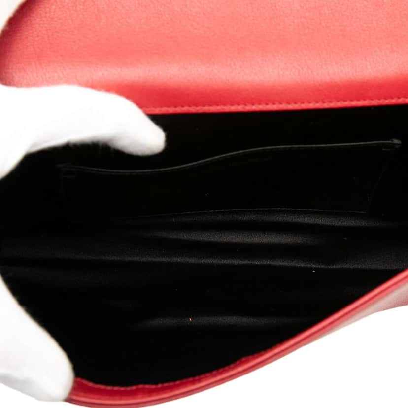 Saint Laurent Large Leather Belle de Jour Clutch Red Leather Very good condition - Model View