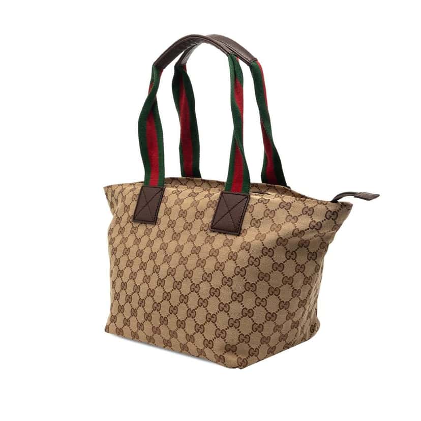 Gucci GG Canvas Web Tote Beige Canvas Very good condition - Back View