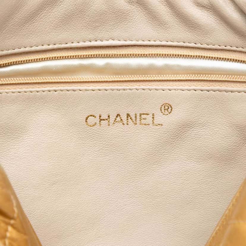 Chanel Metallic Woven Lambskin Chain Camera Bag Gold Leather Very good condition - Box View