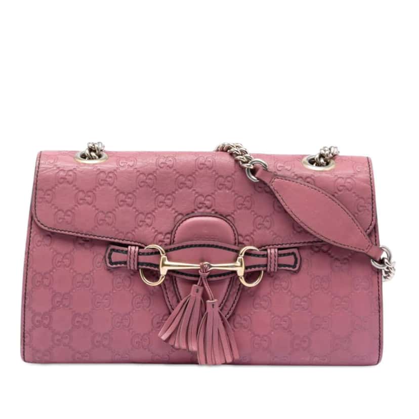 Gucci Medium Guccissima Emily Shoulder Bag Pink Leather Very good condition - Front View