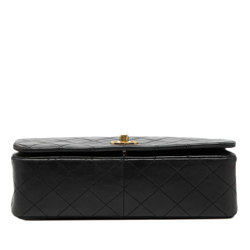 Chanel CC Quilted Lambskin Full Single Flap Black Leather Very good condition - Inside View