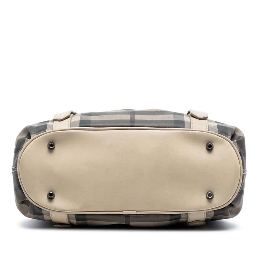Burberry Small Smoke Check Coated Canvas Northfield Satchel Beige Canvas Very good condition - Inside View