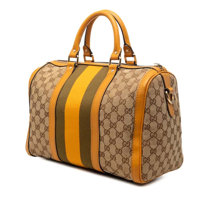 Gucci Medium GG Canvas Web Joy Boston Bag Beige Canvas Very good condition - Back View