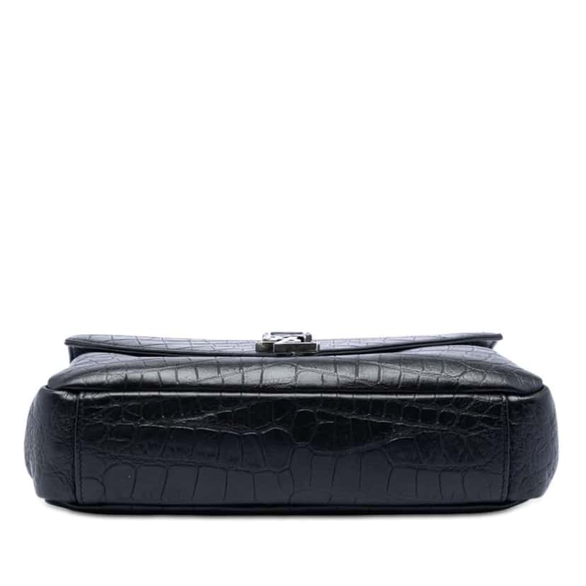 Saint Laurent Medium Croc Embossed Leather College Satchel Black Leather Very good condition - Inside View