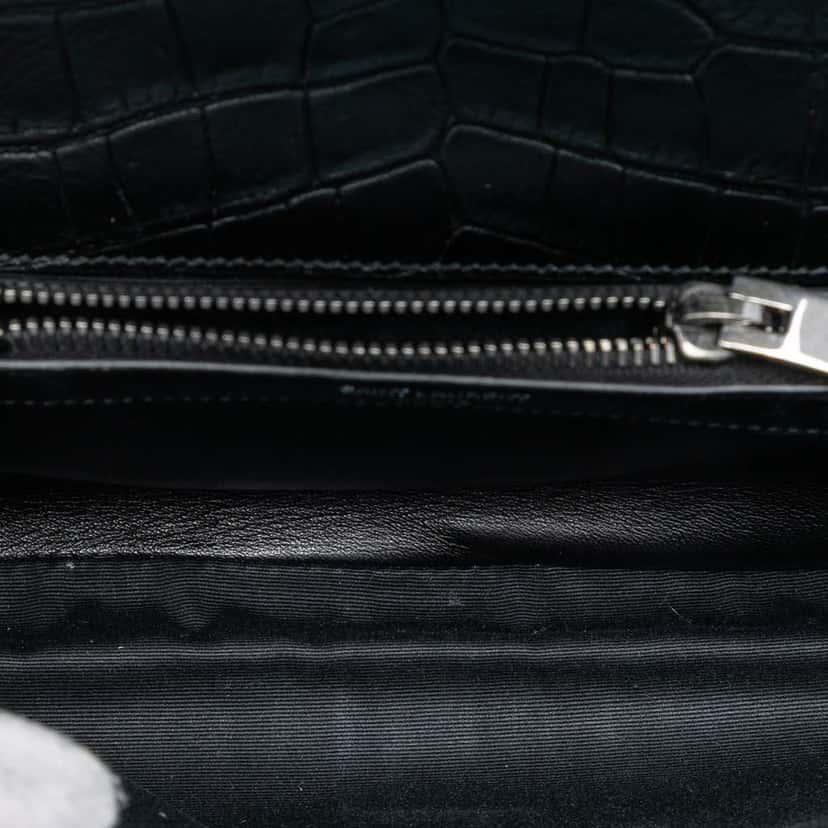 Saint Laurent Medium Croc Embossed Leather College Satchel Black Leather Very good condition - Model View