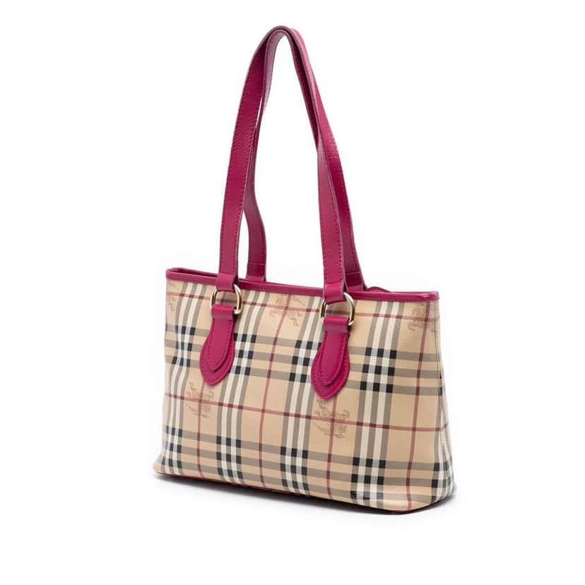 Burberry Medium Haymarket Check Coated Canvas Regent Tote Beige Very good condition - Back View