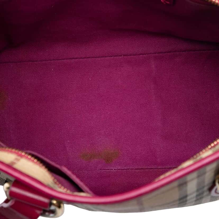 Burberry Medium Haymarket Check Coated Canvas Regent Tote Beige Very good condition - Model View