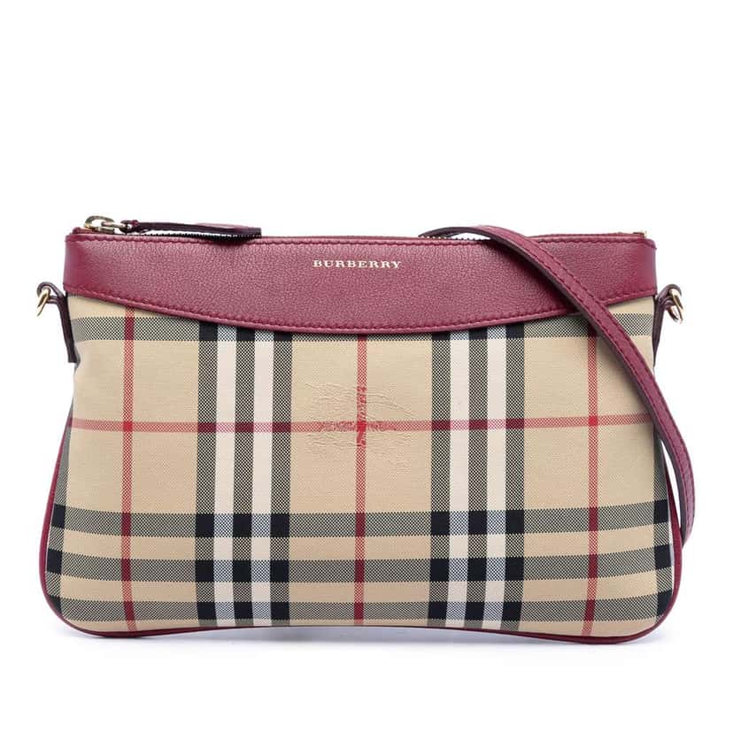 Burberry Haymarket Check Nylon Peyton Crossbody Beige Very good condition - Front View