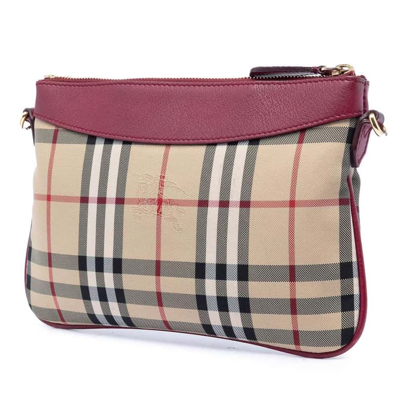 Burberry Haymarket Check Nylon Peyton Crossbody Beige Very good condition - Back View