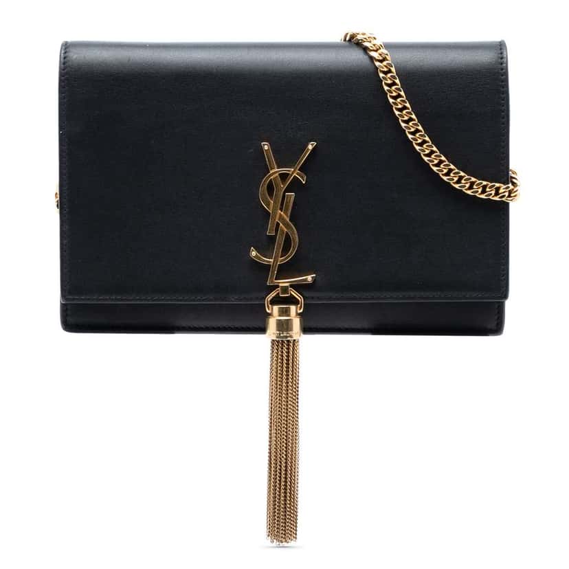 Saint Laurent Small Smooth Calfskin Monogram Kate Tassel Crossbody Black Leather Very good condition - Front View
