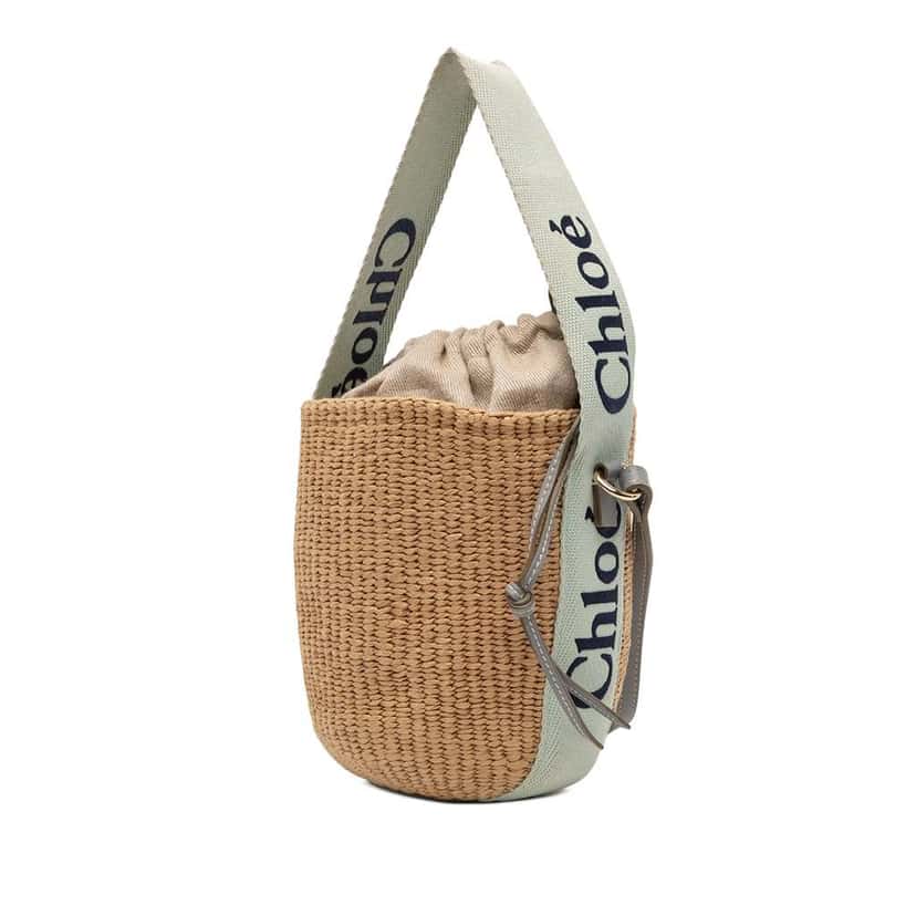 Chloé Raffia Drawstring Woody Basket Bag Brown Very good condition - Back View