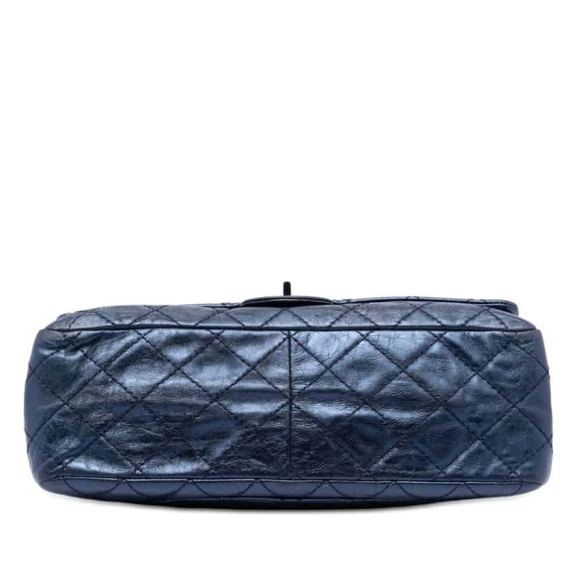 Chanel Quilted Metallic Aged Calfskin Reissue 2.55 Double Flap 226 Blue Leather Very good condition - Inside View