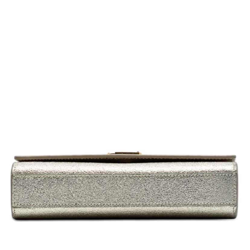 Saint Laurent Small Metallic Calfskin Classic Monogram Kate Crossbody Silver Leather Very good condition - Inside View