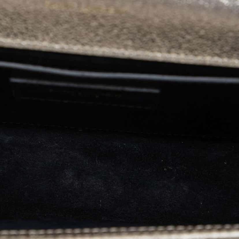 Saint Laurent Small Metallic Calfskin Classic Monogram Kate Crossbody Silver Leather Very good condition - Model View