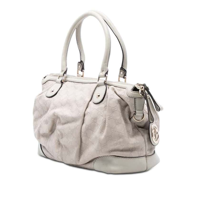 Gucci Guccissima Sukey Satchel White Leather Very good condition - Back View