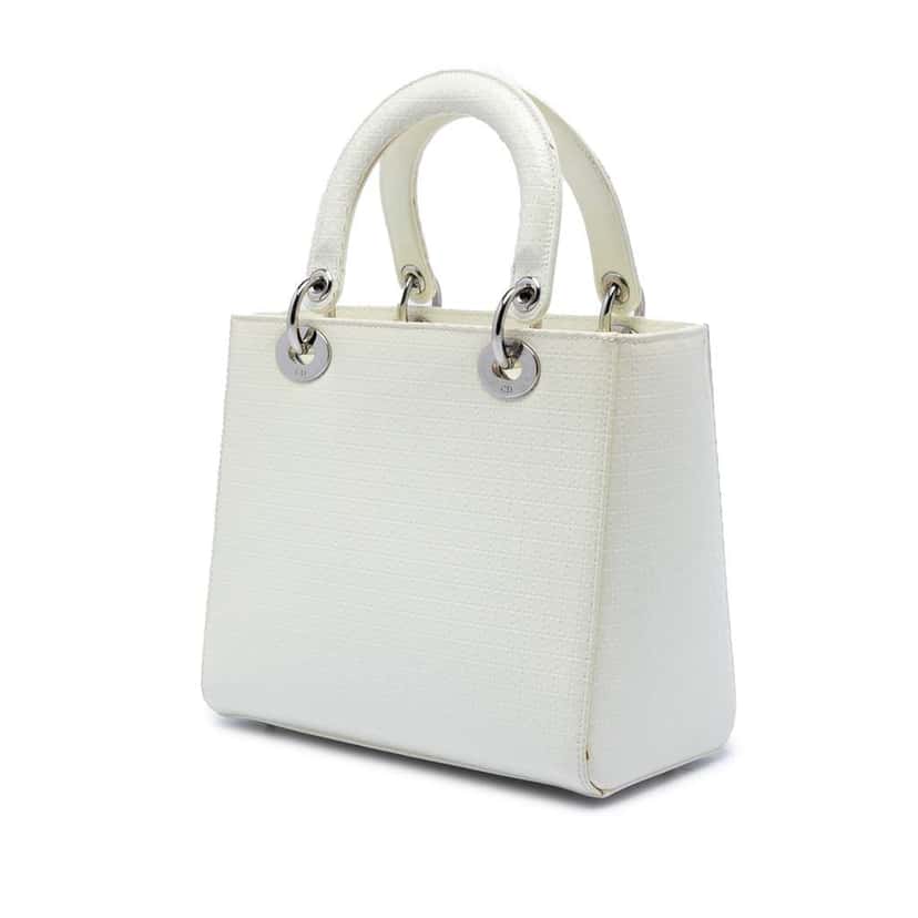 Dior Medium Patent Microcannage Lady Dior White Leather Very good condition - Back View