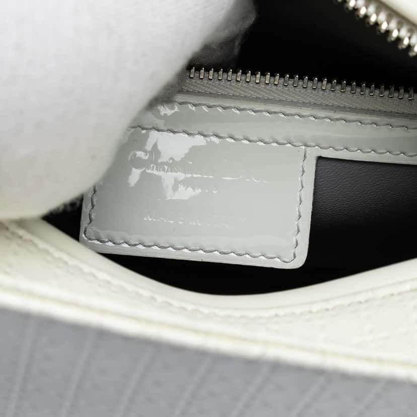 Dior Medium Patent Microcannage Lady Dior White Leather Very good condition - Box View