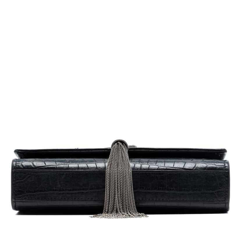 Saint Laurent Croc Embossed Leather Monogram Kate Tassel Wallet on Chain Black Leather Very good condition - Inside View