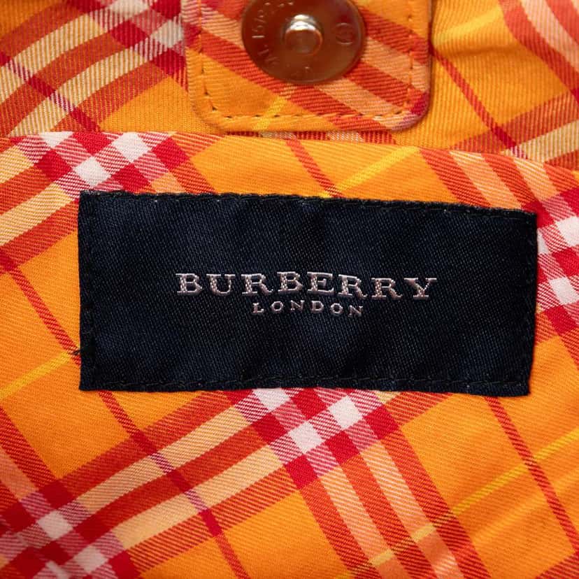 Burberry Nova Check Canvas and Raffia Shoulder Bag Orange Canvas Very good condition - Box View