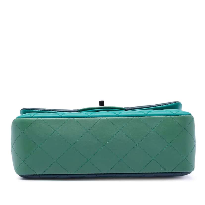 Chanel Mini Rectangular Classic Tricolor Lambskin Single Flap Blue Leather Good condition - Inside View