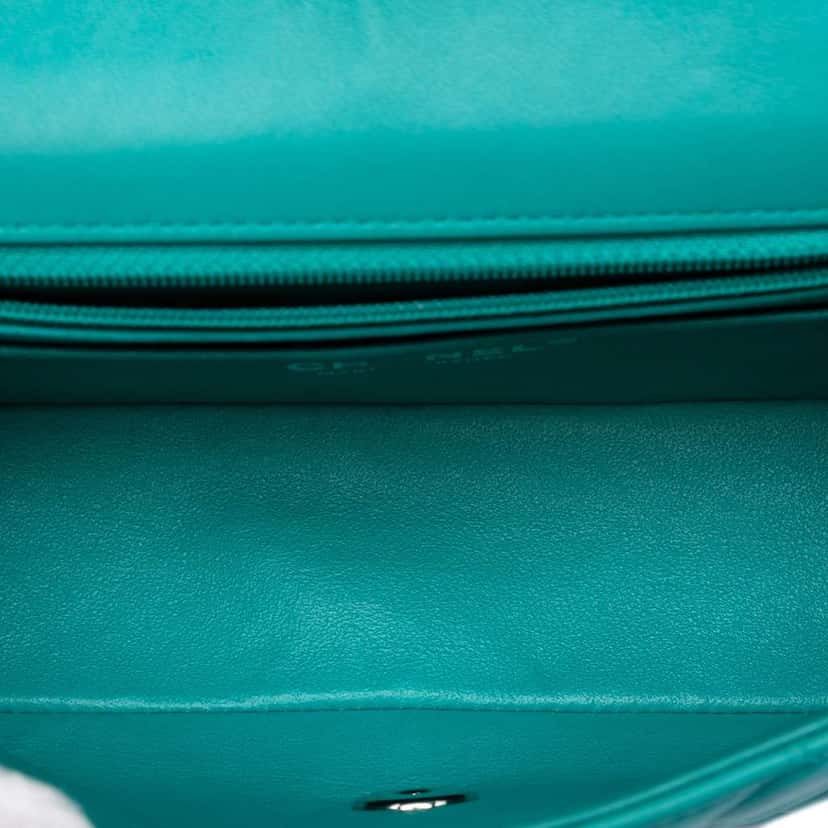 Chanel Mini Rectangular Classic Tricolor Lambskin Single Flap Blue Leather Good condition - Model View