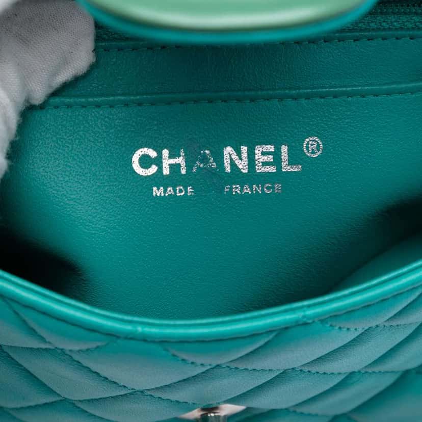 Chanel Mini Rectangular Classic Tricolor Lambskin Single Flap Blue Leather Good condition - Box View