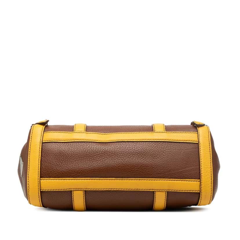 Prada Bicolor Vitello Daino Pushlock Flap Bag Brown Leather Very good condition - Inside View