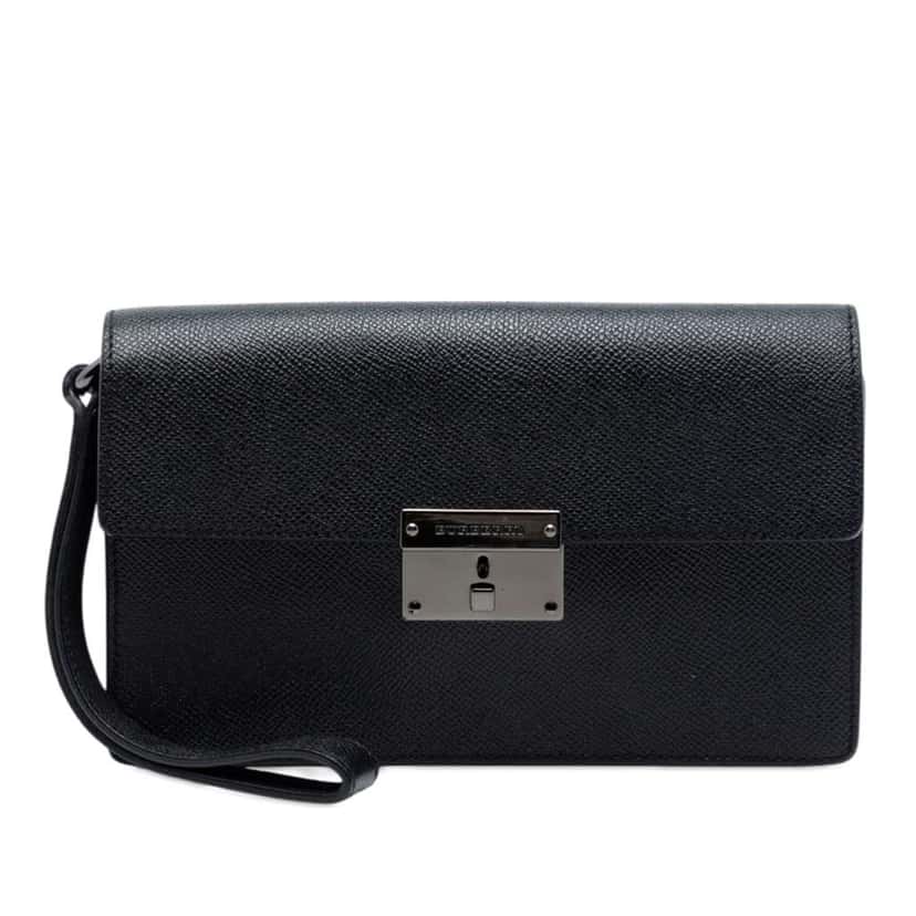 Burberry Leather Clutch Black Leather Very good condition - Front View