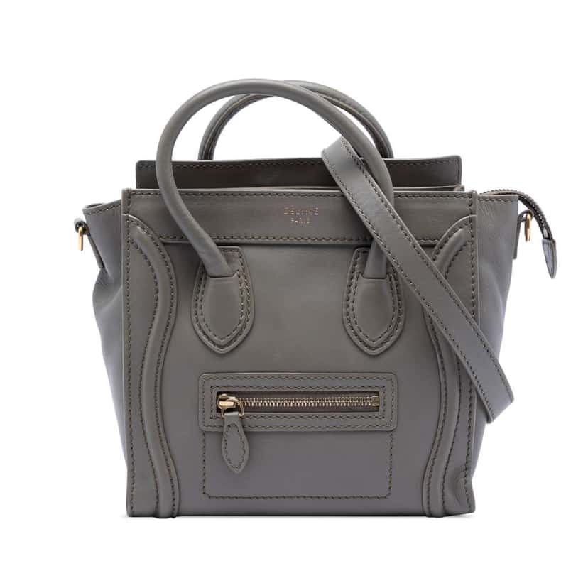 Celine Nano Leather Luggage Tote Grey Leather Very good condition - Front View