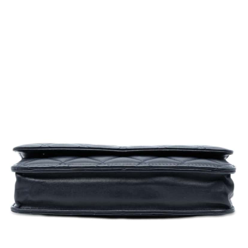 Chanel CC Quilted Lambskin Wallet On Chain Blue Leather Very good condition - Inside View