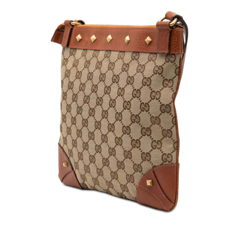 Gucci GG Canvas Nailhead Crossbody Beige Canvas Very good condition - Back View