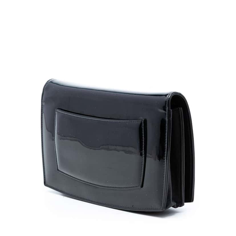 Chanel CC Patent Wallet On Chain Black Leather Very good condition - Back View