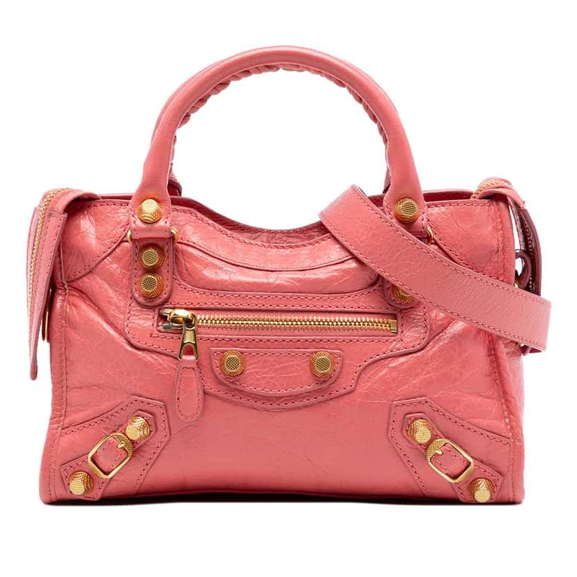 Balenciaga Mini Lambskin Motocross Giant 21 City Satchel Pink Leather Very good condition - Front View