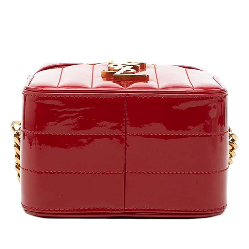 Saint Laurent Matelasse Patent Monogram Vicky Vanity Bag Red Leather Very good condition - Inside View