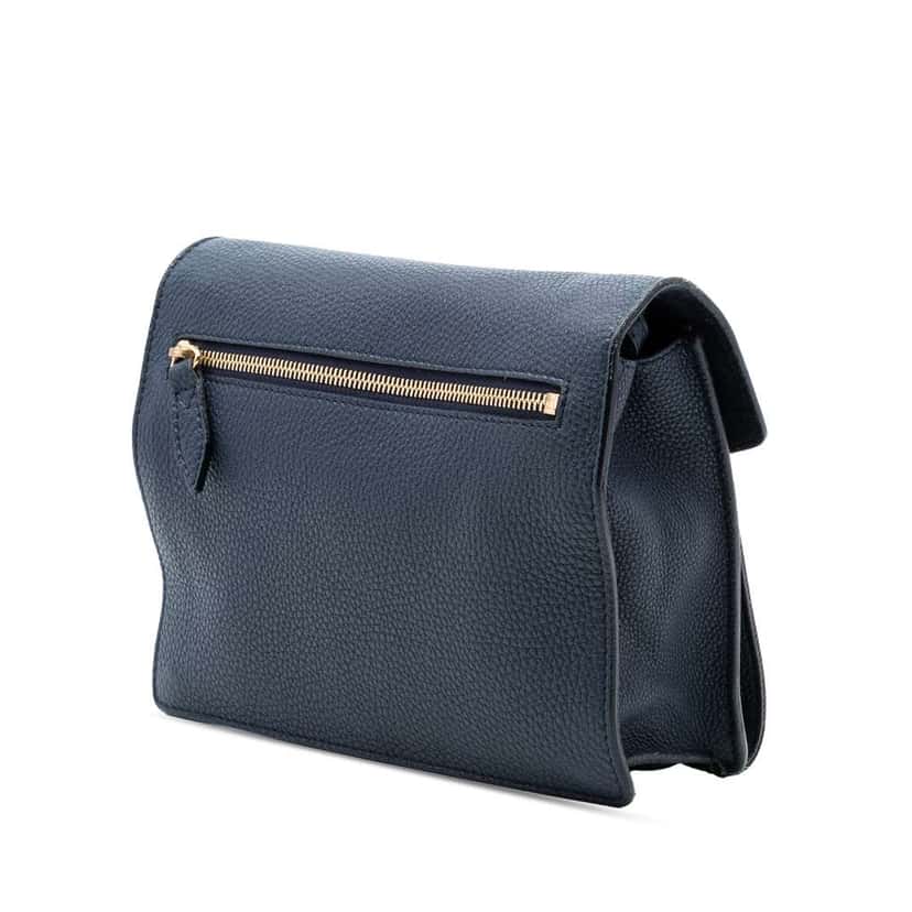 Burberry Small Leather and House Check Canvas Derby Macken Crossbody Blue Canvas Very good condition - Back View