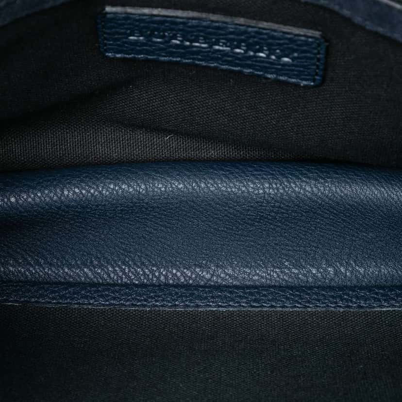 Burberry Small Leather and House Check Canvas Derby Macken Crossbody Blue Canvas Very good condition - Model View