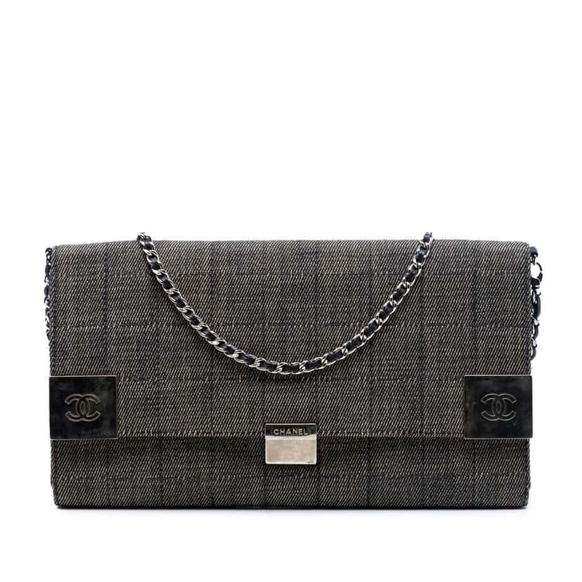 Chanel CC Choco Bar Denim Chain Flap Grey Denim Very good condition - Front View