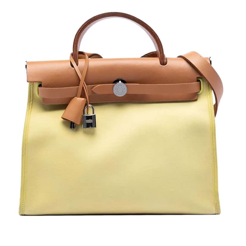 Hermès Toile Herbag Zip 31 Yellow Canvas Very good condition - Front View