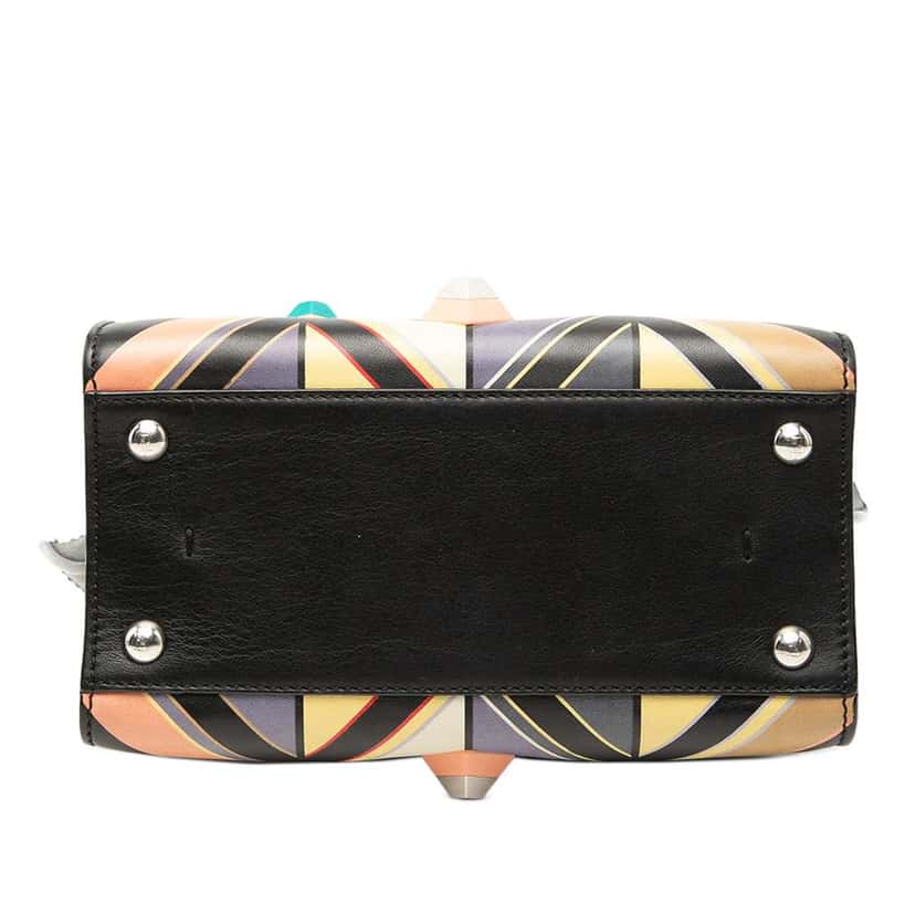 Fendi Mini Calfskin Studded Geometric 3Jours Satchel Black Leather Good condition - Inside View